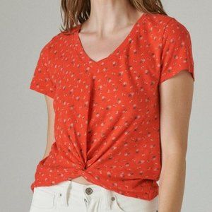 LUCKY BRAND ~ Red Floral Twist Front Crop Top - NEW!